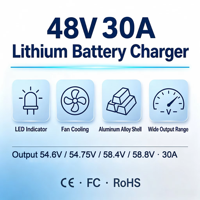 Pengisi Daya Lithium 48V30A 54.8V58.4V58.8V Pengisi Daya Baterai Li-ion Perlindungan Terhadap Pengisian Berlebih Pengisi Daya Skuter Listrik Pengisi Daya Sepeda Listrik