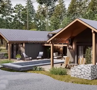 Maison modulaire de luxe en forme de U Maison préfabriquée à toit à double pente avec piscine privée Design et finitions haut de gamme
