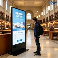 Pantalla Publicitaria Vertical Independiente HRAY de 65 Pulgadas, Vidrio Templado Mohs 7, para Centros Comerciales, Lanzamiento de Nuevos Productos, Publicidad, Compatible con OEM y ODM