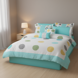 Juego de Edredón Mary Blue de 7 Piezas con Diseño de Puntos, Estilo Moderno, Juego de Ropa de Cama para el Hogar - Product Image 2