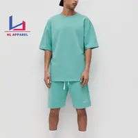 Camiseta para homens 100% algodão, camiseta francesa de alta qualidade do pesado de fábrica do oem, camiseta e shorts de torção casual lavada de grandes dimensões