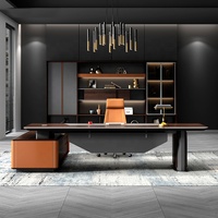 Mobilier de bureau luxueux Table de bureau de directeur à haute brillance Design moderne Mdf Bureau de direction en forme de L pour la maison