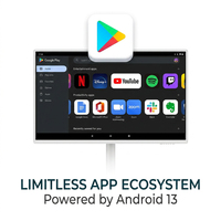 Drehbarer Mobiler LCD Smart TV 60Hz Weiß Freistehend Touchscreen Eingebauter Lautsprecher für WLAN Live-Streaming Fitnessraum Schlafzimmer