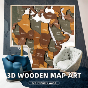 Quy Mô Lớn 3D Bản Đồ Thế Giới Bằng Gỗ Tường Nghệ Thuật Sáng Tạo Khắc Quà Tặng Cho Nhà Bếp Văn Phòng Gỗ Thủ Công Mỹ Nghệ Hộp Gỗ & Tường Dấu Hiệu - Product Image 3