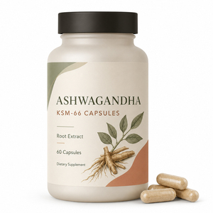 Capsules certifiées KSM66 d'Ashwagandha biologique antioxydante naturelle pour le soutien immunitaire des adultes, la gestion de l'énergie et le soutien du sommeil - Product Image 1