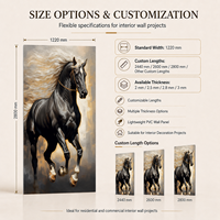 Panel de Pared de PVC Impreso en 3D con Diseño de Caballo Negro MORLENX, Recubierto con Protección UV, Resistente al Fuego, Fácil de Instalar, para Decoración de Villas y Oficinas