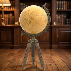 QG Enterprise BGP Model Vintage Antique Style World Globe Adjustable Tripod <b>Stand</b> Brass Meridian Ring <b>Rotating</b> Paper Metal - Product Image 3