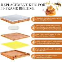 6-teiliges Bienenstock-Zubehör-Set für 10-Rahmen-Bienenstock, mit eingetauchtem Bienenwachs, gelber Teleskop-Oberabdeckung, ovaler Bienenflucht-Innenabdeckung und massivem Boden