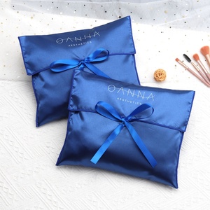 Wholesale Custom Satin <b>Envelope</b> Pouch Bag for Packaging Hair Blue Luxury Matte Satin Flap T-shirt Dress Storage Pouch Silk Bags - Product Image 4