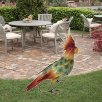 Ventes en gros d'oiseaux décoratifs de jardin en métal durable Happy Aviary, Joyhalo rustique, oiseaux artificiels à capteur chantant, ornements de jardin