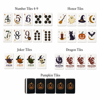 Tuiles de Mahjong Américaines d'Halloween Effrayantes, Tapis de Mahjong Pliable Doux, Motif Personnalisé, Jeu de Table pour la Maison, Fournitures de Fête
