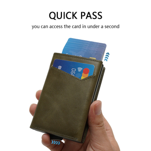 Portefeuille homme en cuir PU avec blocage RFID, porte-cartes à ouverture rapide, fenêtre d'identification, poche à monnaie, plusieurs emplacements pour cartes - Product Image 1