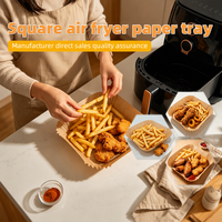 Papier sulfurisé carré personnalisé pour friteuse à air, antiadhésif, résistant à l'huile, non toxique, jetable, pour boulangerie et café, OEM ODM