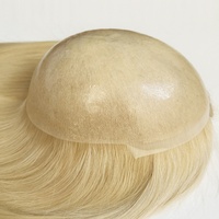 TP22INJ Lager 100% jungfräuliches unverarbeitetes menschliches Haar 7x9 Vollhaut basis Lady Toupet 0,08mm PU Injektion blonde Topper Perücken für Frauen