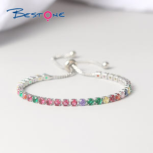 Hot Selling New High Quality Adjustable Zircon <b>Copper</b> <b>Bracelet</b> <b>for</b> <b>Women</b> Trendy Fashion Colorful Crystal Chain - Product Image 2