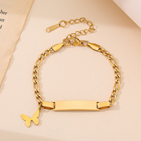 Mode minimaliste DIY Bracelet en acier inoxydable Couronne en forme de coeur, papillon et étoile Pendentif Accessoires Bracelet personnalisé