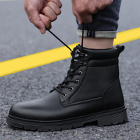 Bottes de sécurité en cuir de qualité supérieure avec embout en acier, personnalisables avec logo, pour la construction et le travail, vente en gros