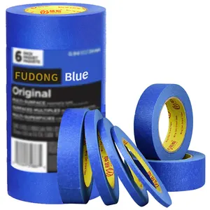 Cinta adhesiva para pintar de pintores azules, papel crepé adhesivo de alta resistencia de 14 días sin residuos