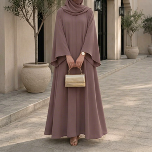Abaya de Rayón para Mujer, Estilo Modesto, Larga hasta el Suelo, Corte Holgado, Manga Larga, Color Sólido, Uso Diario, Estilo de Oriente Medio, Tallas Grandes, Bordado - Product Image 1
