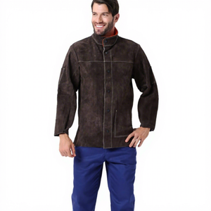 Veste de soudage noire résistante à la chaleur, manches longues, ignifuge 300 ° C-500 ° Coupes régulières avec coutures surjetées - Product Image 4
