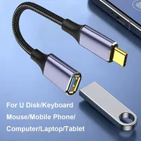 Câble de données USB C à USB 3.0 haute vitesse avec adaptateur OTG Conversion mâle à femelle pour ordinateur portable clavier souris caméra veste en Nylon