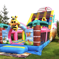 Nouveau château gonflable géant avec toboggan animalier, double piste, château de saut et petit parcours d'obstacles pour parc