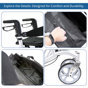 बुजुर्ग देखभाल सेवा उपयोगकर्ताओं के लिए रोलेटर वॉकर, बेहतर समर्थन और स्थिरता के लिए आरामदायक गतिशीलता सहायता - Product Image 5