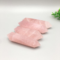 Pointes de Quartz Rose Naturel à Double Terminaison, Produits de Guérison, Pierres Précieuses et Cristaux