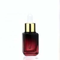 Auf Lager: 35ml Quadratische Glasflasche mit Farbverlauf und Pipette, Leere Flasche für Ätherische Öle, Blau Rot Transparent, mit Weiß Gold Silber Pipettenverschluss