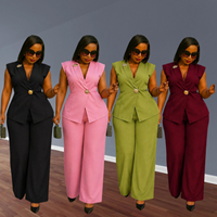 Ensemble pantalon large et élégant pour femme, style européen et américain, idéal pour le bureau en été – Nouveauté très prisée, chic et décontracté, deux pièces