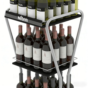 <b>Wine</b> & Liquor Display Stand Metal <b>Floor</b> <b>Rack</b> with Shelves for Beverage Bottles Multi-layer Bar Counter Supermarket Retail Store - Product Image 6