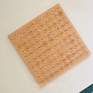 Tableau des cent chiffres en bois. Tableau de comptage Montessori 1-100, plateau en bois pour les nombres mathématiques. Activité préscolaire pour les tout-petits. - Product Image 3