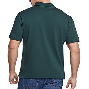 Polo en coton à manches courtes gris pour homme, décontracté, couleur unie, respirant, tricoté, coupe classique - Product Image 4