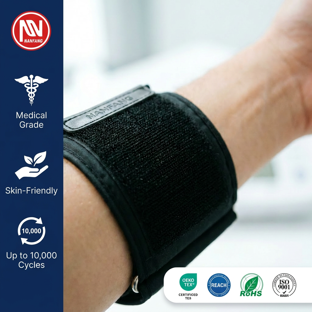 Customizable Eco-friendly Elastic Hook and Loop Tape Printed Medical Fastening Straps Breathable 100% Nylon Fastener Strip