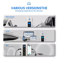 Chargeur de véhicule électrique triphasé 2x22kW à montage au sol, connecteurs OCPP1.6J Type1/Type2/GB/T, câble de 5m, écran LCD de 5 pouces, éclairage LED, WiFi/4G