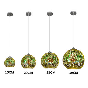 Led 3D Glass Chandelier Round Remote Control E26 Single Head Gold Bronze Pendant <b>Light</b> For <b>Dining</b> Room Living Room - Product Image 4