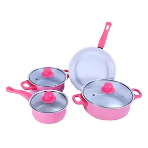 Nieuwe Keuken Kookpot Set Koekenpan Gietijzeren Kookgerei Set Soep Pot Non Stick Met Glazen Deksel Pot Sets Non Stick