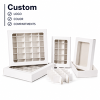 Boîte en chocolat blanc personnalisée OEM avec couvercle transparent, séparateurs amovibles, emballage en papier pour bonbons et truffes, fabricant en gros