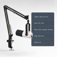 Microphone dynamique cardioïde USB/XLR BKX-43+ blanc avec support pour podcast, jeux et streaming en direct