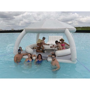 Tenda Galleggiante Estiva per Giardino, Festa in Spiaggia, Isola Gonfiabile Galleggiante con Tettoia, Galleggianti Acquatici per Lago - Product Image 6