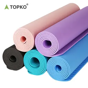 Topko Bán Buôn Rẻ Hơn TPE Màu Duy Nhất Phòng Tập Thể Dục Bền Thân Thiện Với Môi Không Trượt Chống-Tear Yoga Mat