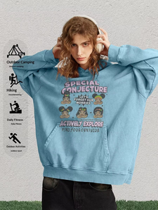 <span class=keywords><strong>Felpa</strong></span> <span class=keywords><strong>con</strong></span> <span class=keywords><strong>Cappuccio</strong></span> Oversize in Cotone 100% 420g, Stile Americano, Serie <span class=keywords><strong>Blu</strong></span> Vintage <span class=keywords><strong>con</strong></span> Stampa Effetto Invecchiato per <span class=keywords><strong>Uomo</strong></span>, Personalizzabile all'Ingrosso - Product Image 2