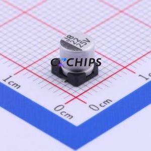 ตัวเก็บประจุแบบอิเล็กโทรไลต์อะลูมิเนียม SMD รุ่น VE-220M1ETR-0505, ขนาด D5xL5.3 มม. 22uF 20% 25V 5 มม. - Product Image 1