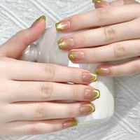 Ongles artificiels courts Squoval avec logo personnalisé, ongles en acrylique à presser, design œil de chat, couverture complète pour usage quotidien