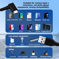 Adaptateur CarPlay, câble de données pour voiture blindé en PVC de 0,5 mètre, connecteur coudé Type-C PD, charge rapide, transfert de données haute vitesse, ordinateur IOS