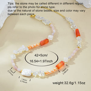 Women's Summer Bohemian Style Agate and Rose Quartz Jewelry <b>Set</b> with Necklace Earrings <b>Bracelet</b> Trendy - Product Image 3