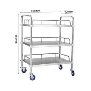 저렴한 가격의 스테인리스 응급 치료 트롤리 병원 카트 바퀴 포함 - Product Image 2