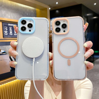 Étui de téléphone magnétique style Ins, peint par pulvérisation, pour 15 Pro, cadre couleur bonbon, étui de protection magnétique trois-en-un