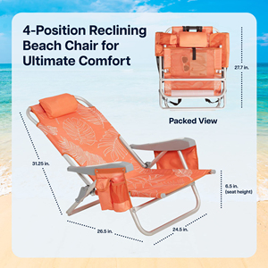 โลโก้ที่กําหนดเองคุณภาพสูงพิมพ์การเดินทางกลางแจ้งทะเลตั้งแคมป์อลูมิเนียมพับ tomy บาฮามาเก้าอี้ชายหาดพร้อมสายสะพายหลังพนักพิงศีรษะ - Product Image 2