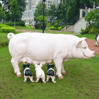 Escultura de Familia de Cerdos Realista de Fibra de Vidrio Ecológica de Tamaño Natural para Decoración de Jardines, Granjas y Zoológicos